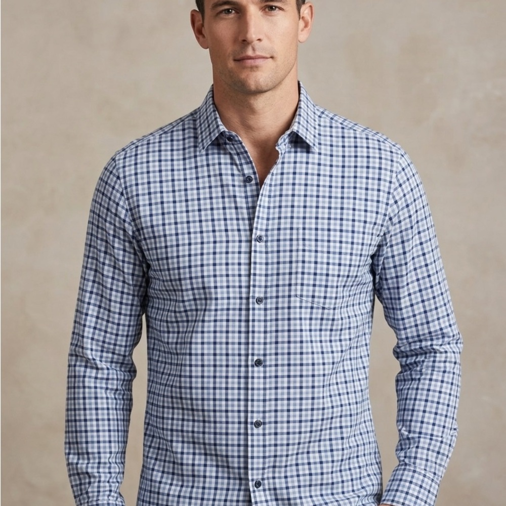 UNTUCKit Slim Fit Blue and White Check Dress Shirt